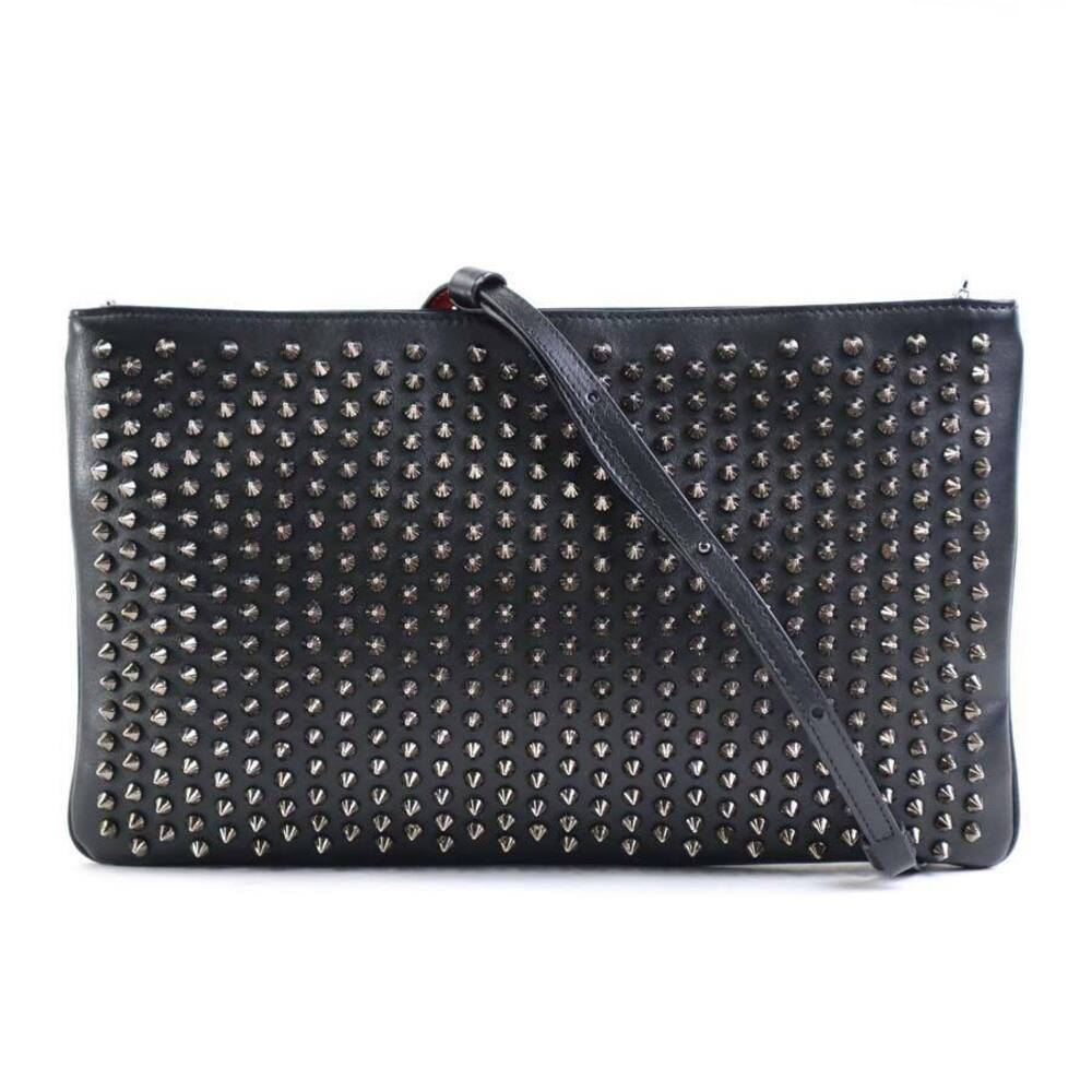 Christian Louboutin Spike Studs Crossbody Shoulder Bag Clutch Leather Metal